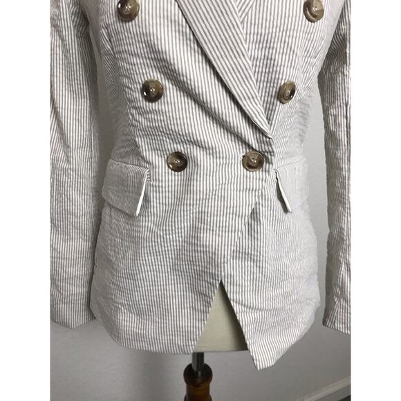 Joie Double Breast Blazer Striped Seersucker Stretch - Picture 3 of 10